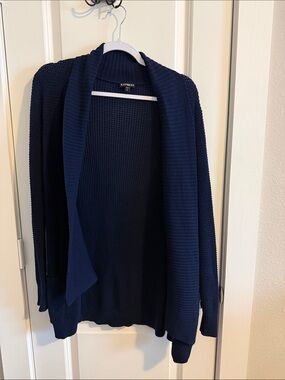 Express Navy Open-Front Shawl Collar Cardigan
